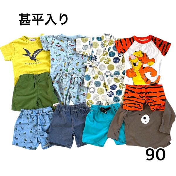 ベビー 子供服 まとめ売り12点 半袖 Tシャツ ハーフパンツ 男の子 ショートパンツ トップス 上下セット 甚平 パジャマ