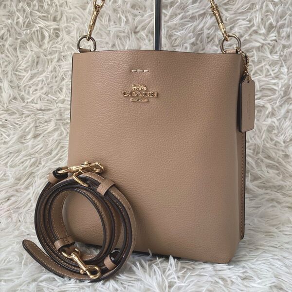 COACH コーチ モリー 2way ショルダーバッグ ベージュ ハンドバッグ バック バケット レザー 人気 CA177