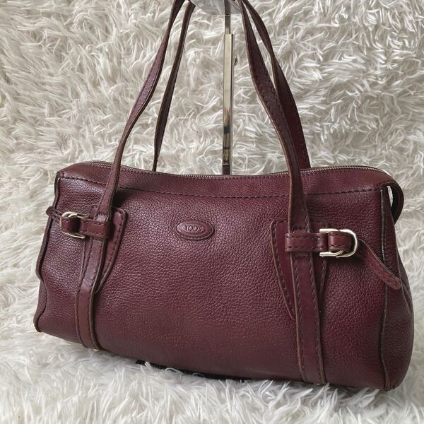 美品 TODS トッズ ハンドバッグ ショルダーバッグ バック 肩掛け レザー パープル 紫 シルバー金具 レディース