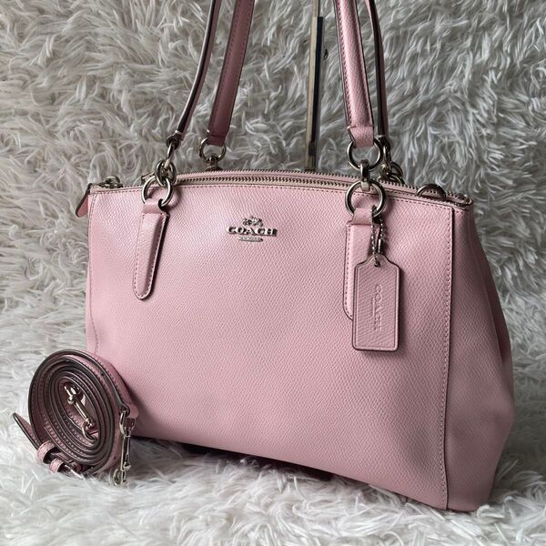 美品 COACH コーチ 2way ショルダーバッグ ピンク レザー ハンドバッグ トート バック F36637 レディース