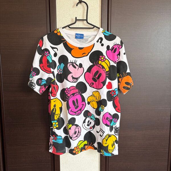 Disney ミッキーマウス 総柄Tシャツ ホワイト系