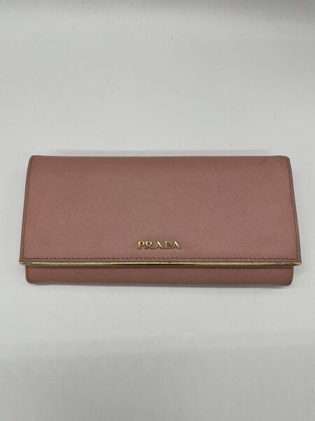 PRADA プラダ サフィアーノレザー ロゴ 二つ折り長財布 ピンク