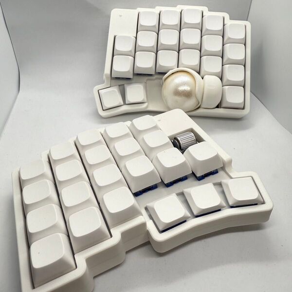 roBa ホワイト無線接続 左右分割 トラックボール キーボード フルセット