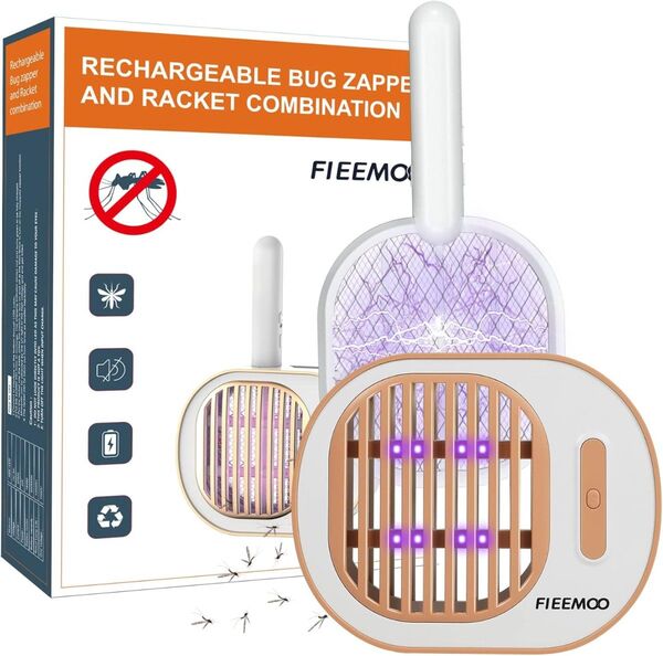 【新品未使用】FIEEMOO 充電式虫取り器 電撃殺虫ラケット 害虫対策器 アウトドア必需品 電撃殺虫器 ハエたたき