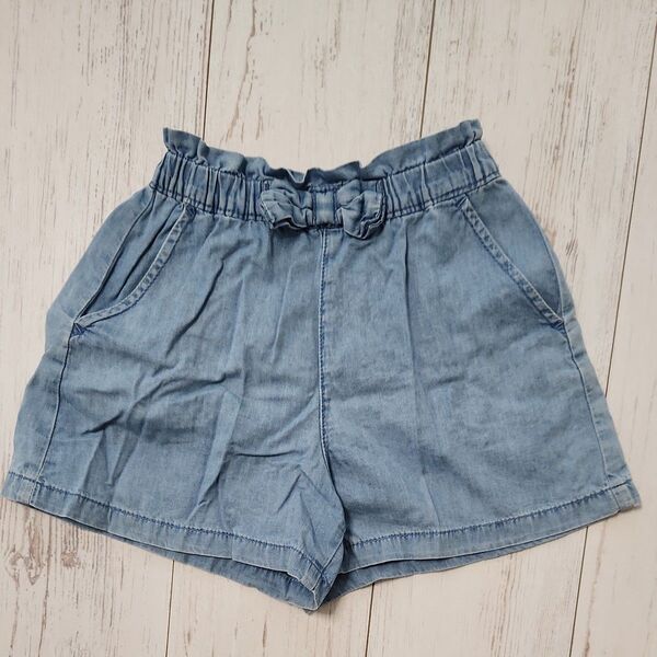 古着 キッズ シンプル キュロット 110 女の子 ブルー 綿100