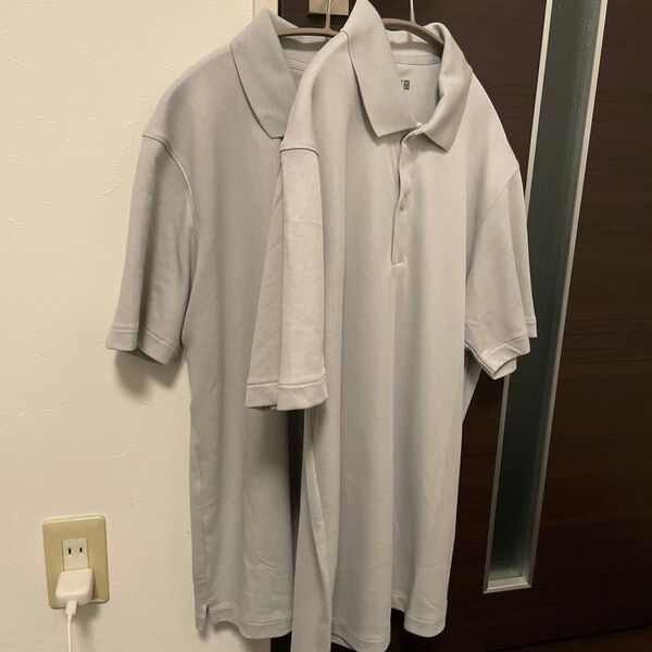試着のみ!2枚セット! UNIQLO ユニクロ エアリズムコットンカノコポロシャツ 02 light gray M