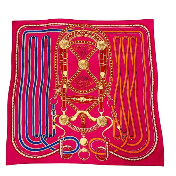 HERMES エルメス スカーフ カレ90 『Grand Tralala(グラントゥラララ)』 シルク ピンク系