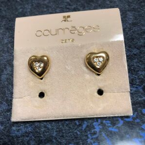 24時間以内発送。おまけ付き。クレージュ Courreges ピアス ゴールド ハート(美品)