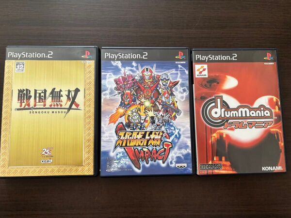 PS2ソフト 戦国無双、スーパーロボット対戦 インパクト、ドラムマニア