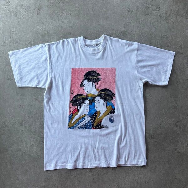 90s 浮世絵tシャツ 喜多川歌麿 歌舞伎 ホワイト 2XL アート