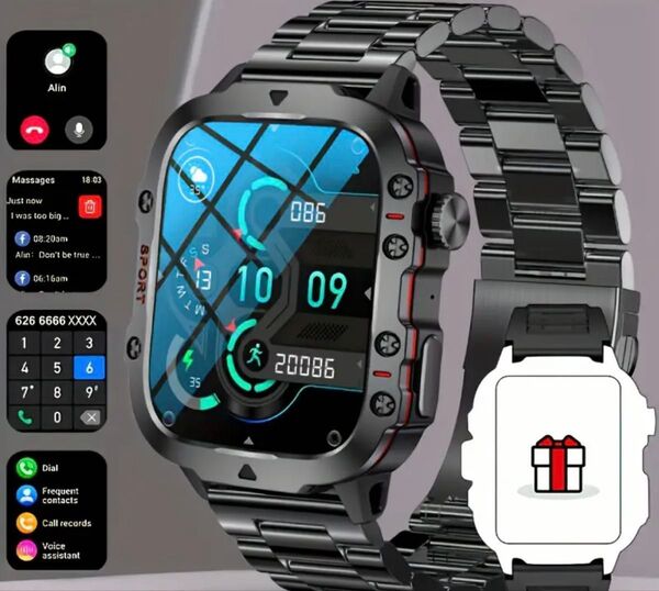 ★新品★2025最新!大画面スマートウォッチ ワイヤレス通話 防水 スポーツ フィットネス AI ボイス アウトドア