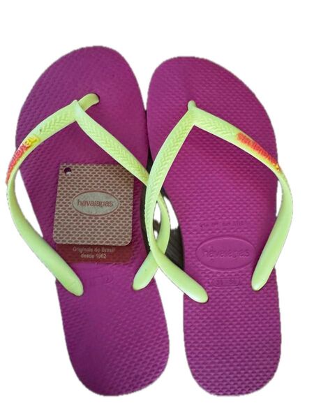 havaianas ハワイアナス ビーチサンダル ピンク イエロー35〜36cm 未使用