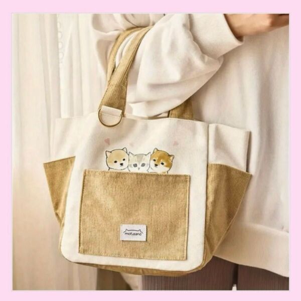 しば×にゃん トートバッグ ベージュ モフサンド mofusand