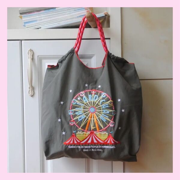 ボールアンドチェーン 刺繍トートバッグ エコバッグ 観覧車 ダークグレー おしゃれ