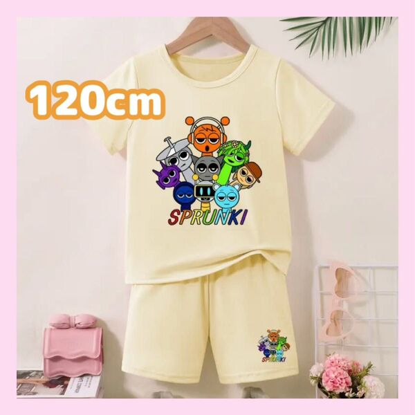 大人気★スプランキー セットアップ 120cm ライトイエロー 人気キャラ 半袖Tシャツ ハーフパンツ