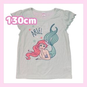 新品 袖フリル Tシャツ 130cm ライトグリーン アリエル ディズニープリンセス