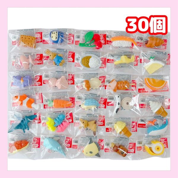 イワコー おもしろ消しゴム30個セット 食べ物 動物 恐竜 お楽しみ会 景品 個数変更可能です◎