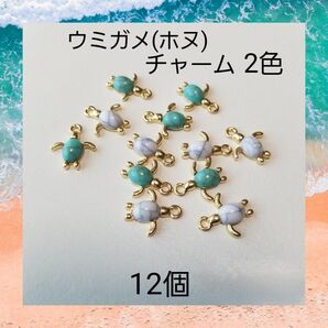 【ハンドメイドパーツ】ウミガメ ホヌ チャーム 12個セット 01