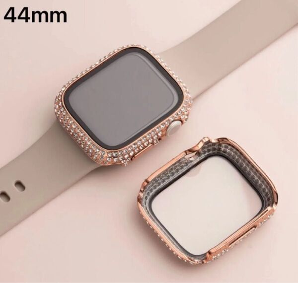 AppleWatchケース 44mm ローズゴールド アップルウォッチキラキラSeries 6/se2/se/5/4