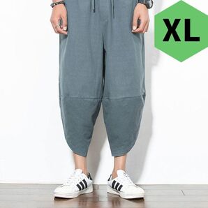 新品 メンズ サルエルパンツ XL 灰 アラジンワイド ハーフパンツ 七分丈 夏