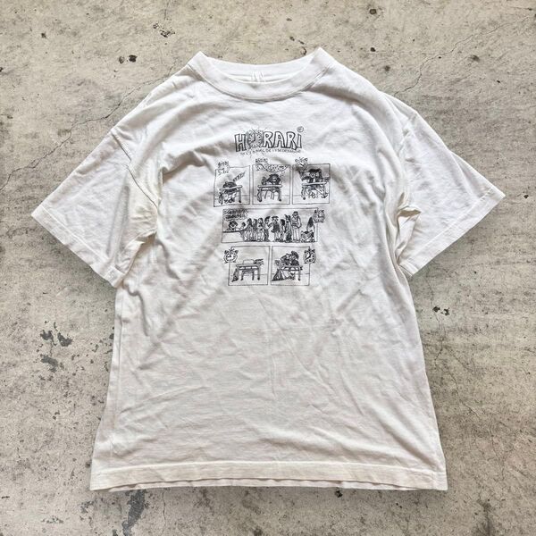 EURO vintage 90’s 風刺画 Tシャツ アートTシャツ 半袖Tシャツ ホワイト アメカジ グランジ デニムパンツ