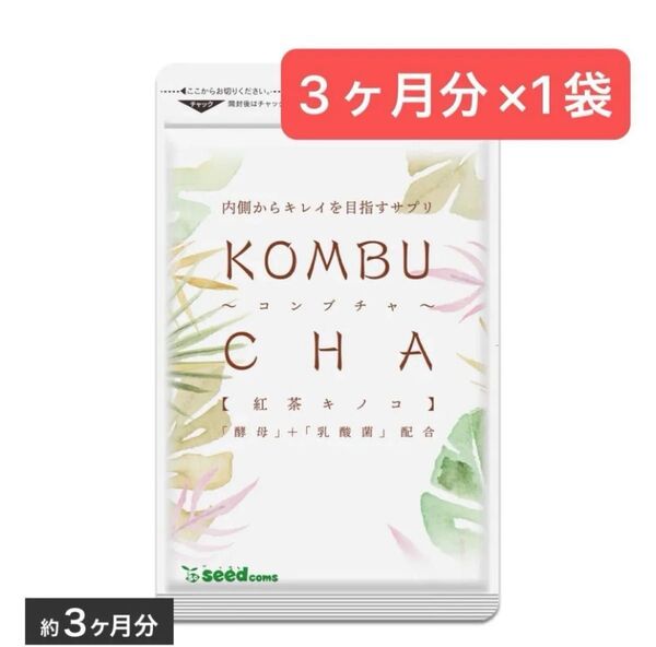 3ヶ月分×1袋 コンブチャ シードコムス 紅茶キノコ 乳酸菌 酵母 ダイエット サプリメント