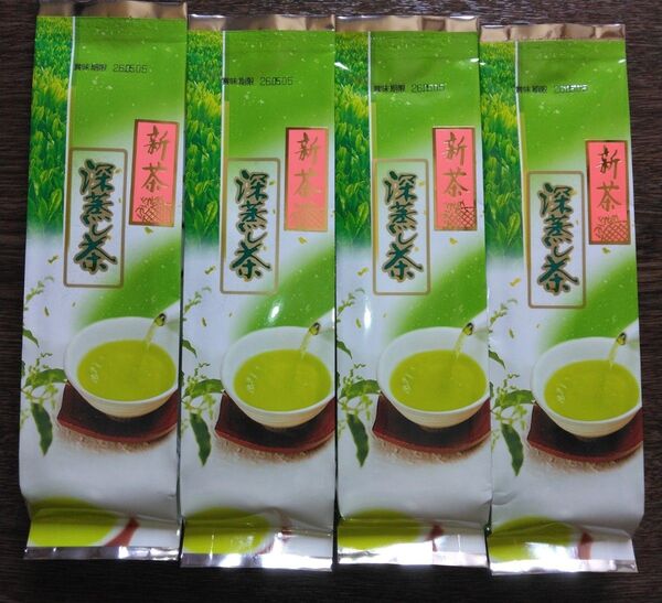 2025年産 令和7年産 準無農薬 新茶 一番茶 金 深むし茶 100gを4本 みる芽 深蒸し茶 お茶 緑茶 静岡茶 煎茶