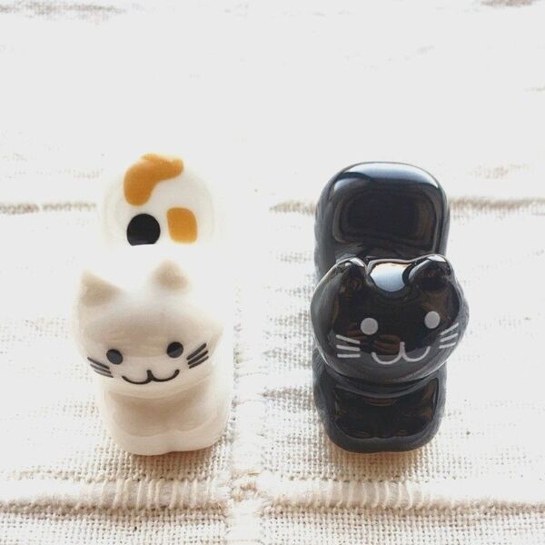 箸置き ねこ 陶器 動物 セット かわいい 三毛猫 黒猫