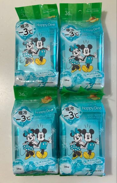 マンダム Happy Deo ボディシート 極冷 ウォターリーシトラス × 4個