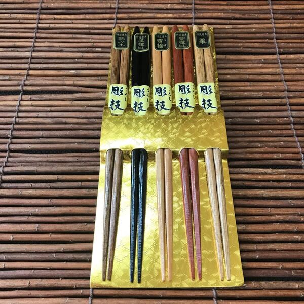 亀甲彫 5膳箸セット お箸 木製