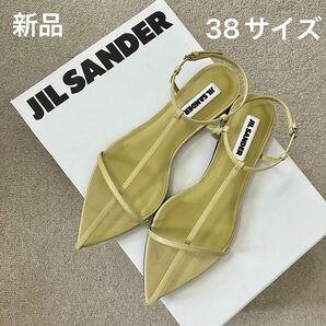 新品 JIL SANDER ジルサンダー フラットサンダル イエローグリーン系/38サイズ 24-24.5cm