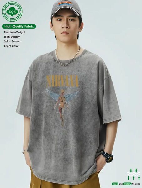 【大人気】NIRVANA ダークグレー オーバーサイズTシャツ サイズL