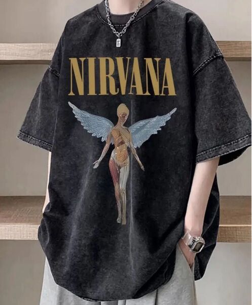 【大人気】NIRVANA ブラック オーバーサイズTシャツ サイズXL