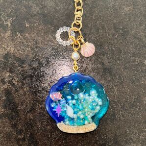 ハンドメイド レジン キーホルダー 貝殻 シェル マリン
