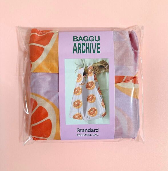 BAGGU エコバッグ☆スタンダード グレープフルーツ オレンジ ピンク
