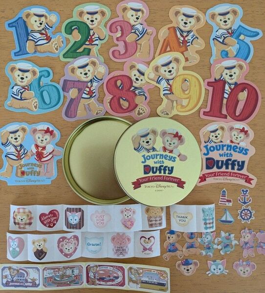 【中古】東京ディズニーシー 10周年 ジャーニーウィズダッフィー 缶入りステッカー オマケシール付 お値下げ×