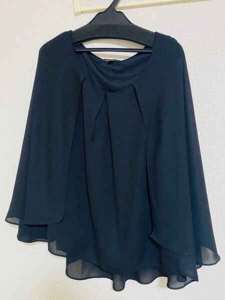 rienda リエンダ シフォン ブラック 黒 トップス フォーマル ノースリーブ ポンチョ風 2way