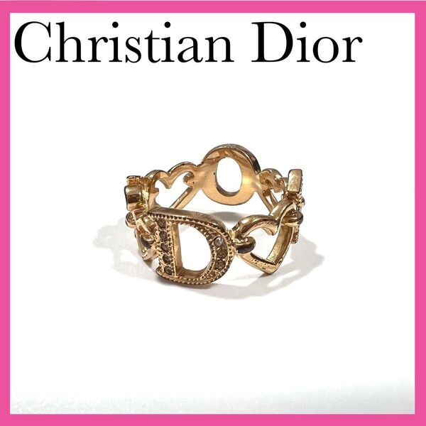 ChristianDior クリスチャンディオール リング 指輪 アクセサリー ラインストーン Dロゴ ハート