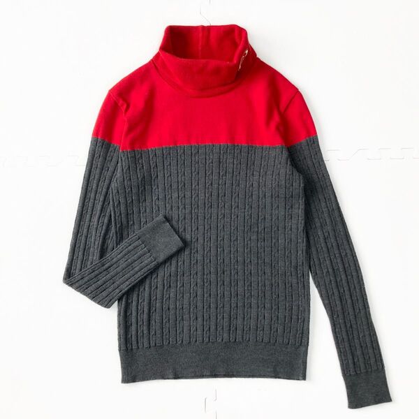 23区ゴルフ レディース 長袖 タートルネック セーター Ⅰ ニット S~M レッド グレー