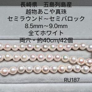 長崎県 五島列島産 越物あこや真珠 8.5mm〜9.0mm RU187