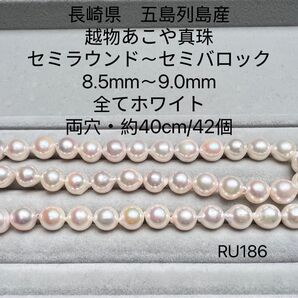 長崎県 五島列島産 越物あこや真珠 8.5mm〜9.0mm RU186