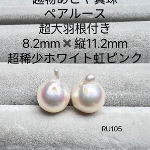 長崎県 五島列島産 越物あこや真珠 ヨコ8.2mmタテ11.2mmペアルースRU105