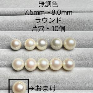 長崎県 五島列島産 越物あこや真珠 無調色 7.5mm〜8.0mm RU236