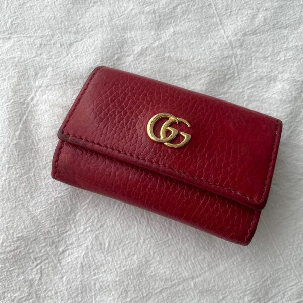 GUCCI グッチ GGマーモント 6連 キーケース レッド 赤 レザー