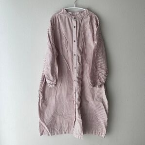 マタニティパジャマ 前開き ポケット付き ストライプ柄 ワンピース 西松屋