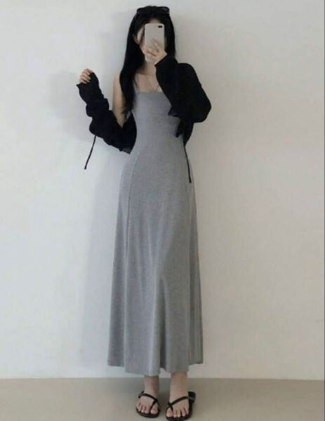 shein 新品未使用 キャミワンピース サマーワンピ ドレス キャザー M