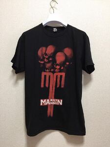 USA古着 MARILYN MANSON マリリンマンソン バンドTシャツ ロックTシャツ 黒系 M