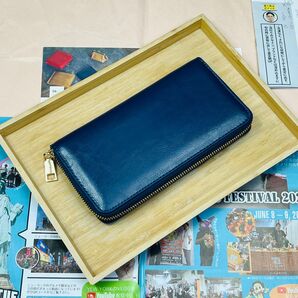 田中革具 長財布 レザーウォレット ハンドメイド 牛革 革財布 本革 レザー 革 メンズ財布 メンズ長財布 ラウンドファスナー