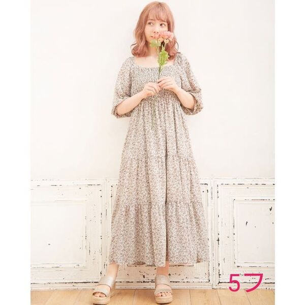 【新品】INGNI 花柄シャーリングティアード/ワンピース530837