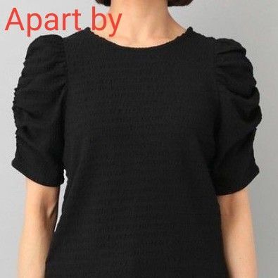 Apart by ポコポコシャーリングニットプルオーバー トップス ブラック レディース フリーサイズ